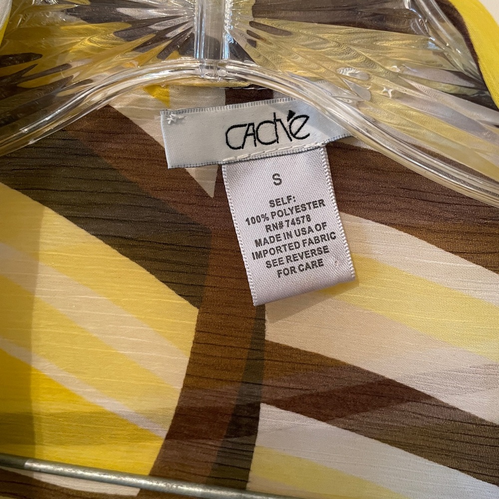 Cache Yellow And Brown Patterned Blouse - image 3